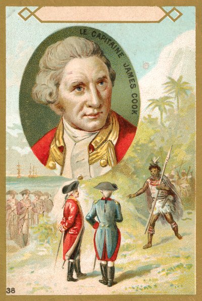 Kapitán James Cook , anglický průzkumník (chromolitho) od French School