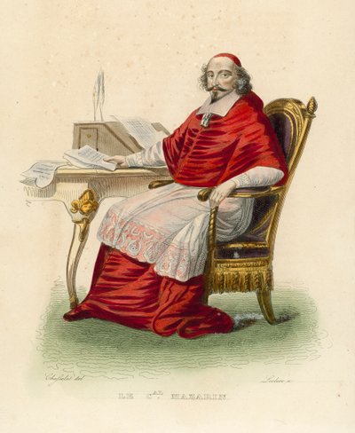 Kardinál Mazarin (barevná rytina) od French School