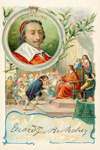 Kardinál Richelieu zakládající Academie Francaise od French School