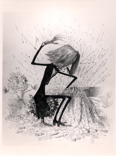 Karikatura zobrazující Franze Liszta (1811-86) hrajícího na klavír, 1845 od French School