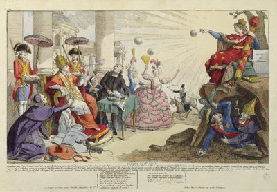 Karikatura papežských bul z 18. století (barevná rytina) (viz také 127599) od French School