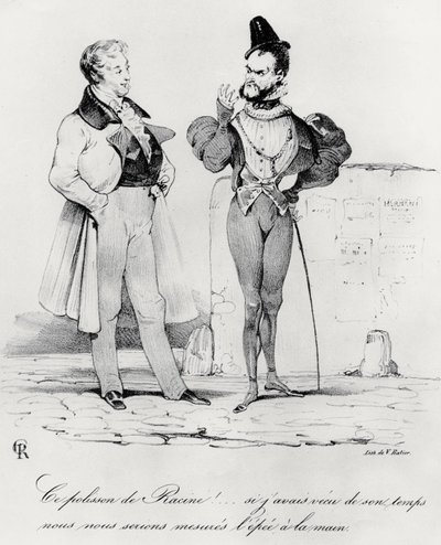 Karikatura romantických dramat v době Hernaniho od Victora Huga 1802-85 (1829) od French School