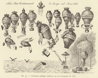 Italská politická karikatura o událostech roku 1848 (rytina) od French School