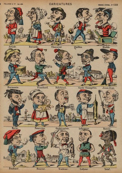 Karikatury (barevné rytí) od French School