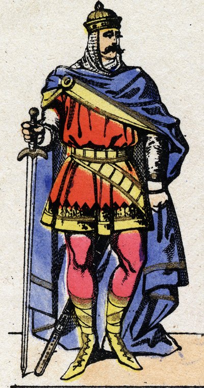 Karolinská dynastie: Portrét Euda nebo Odona (v. 860-898) Král Franků v letech 888 až 898. Epinal zobrazení z konce 19. století. Soukromá sbírka. od French School