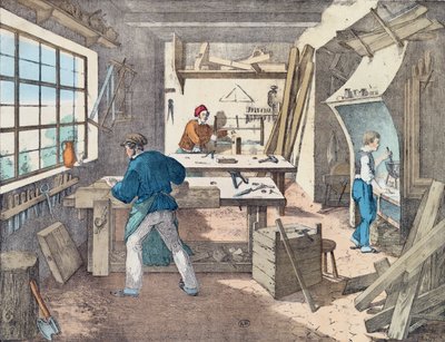 Tesařská dílna, c.1860 od French School