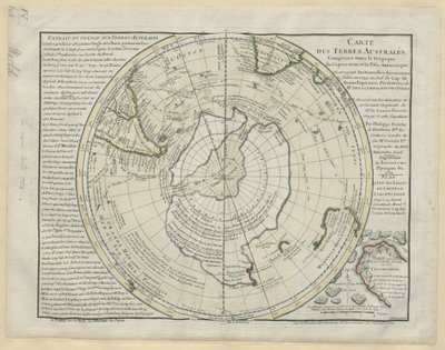 „Mapa jižních území mezi obratníkem Kozoroha a antarktickým pólem...na mapě pana de Loziera Bouveta, P. Buache“ od French School