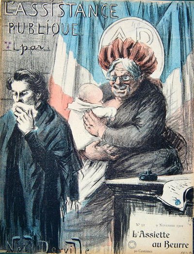 Karikatura kritizující veřejnou pomoc, karikatura z knihy "L