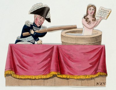 Kreslený film zobrazující krále Karla X. (1757-1836) v podobě guignolů popírajících ústavní listinu v době, kdy král v červenci 1830 zrušil svobodu tisku (nařízení Svatého oblaku). Rytina kolem roku 1830. Paříž, Musee Carnavalet od French School