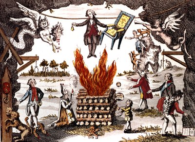 Cartoon of Mirabeau, předsedající klubu Jacobin, 1789 od French School
