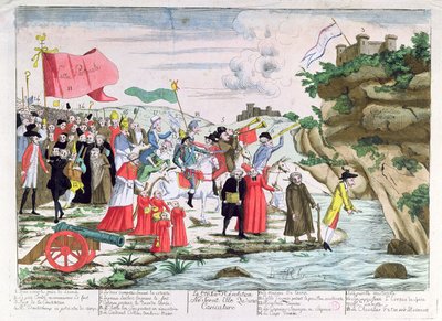 Kreslený film zesměšňující francouzské duchovenstvo a aristokraty, kteří se během revoluce uchýlili do Německa, kolem roku 1792 od French School