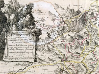 Kartuše z mapy regionu Cevennes, 1703 od French School