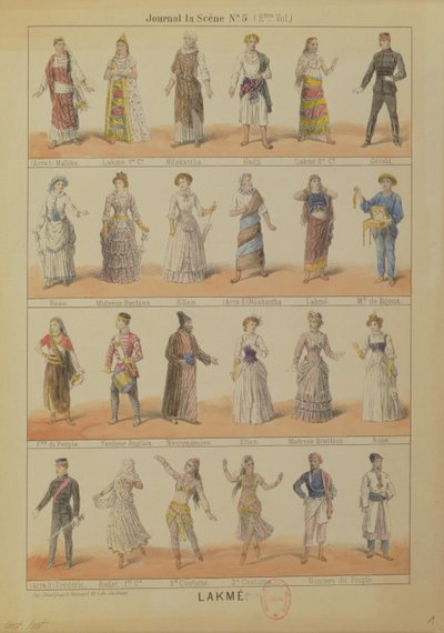 Obsazení postav z opery Lakme od Lea Delibese (1861-91) od French School