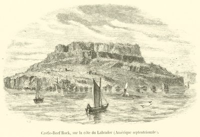 Castle-Reef Rock, na pobřeží Labradoru, Severní Amerika (rytina) od French School