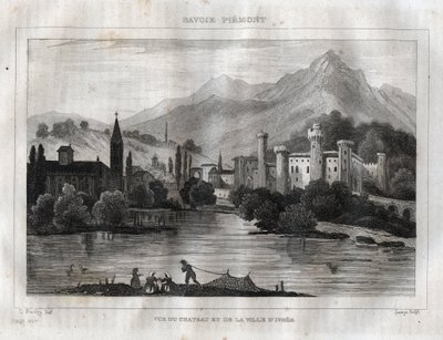 Zámek Ivrea - Castello di Ivrea - rytina z “” Malebné Itálie”” od M. de Norvinse, Ch. Nodier 1834-1836. od French School