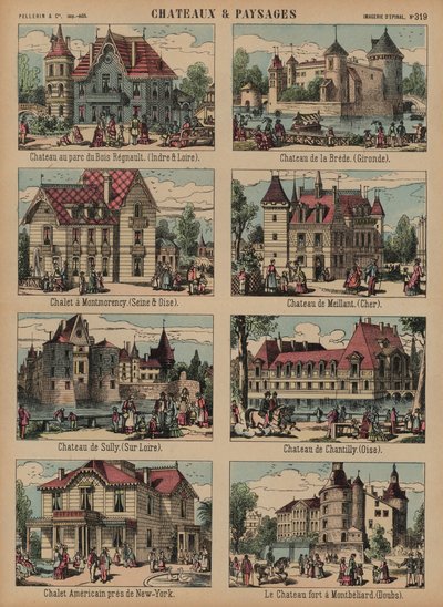 Hrady a krajiny (barevné rytí) od French School