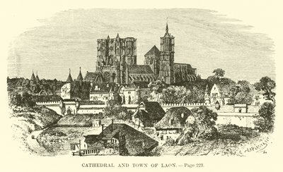 Katedrála a město Laon od French School