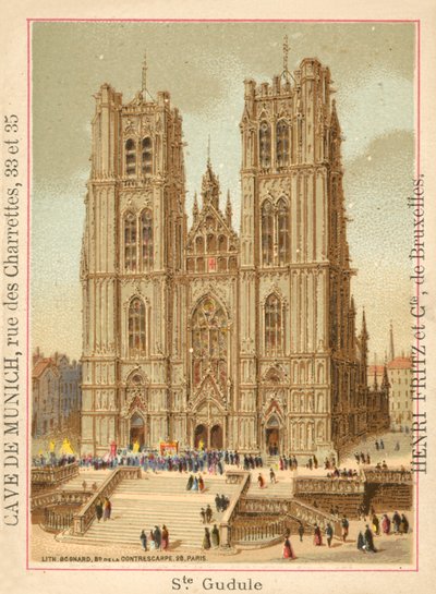 Katedrála svatého Michaela a svatého Guduly, Brusel (chromolitho) od French School