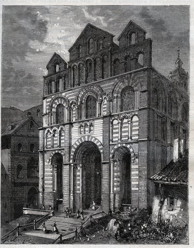 Katedrála Panny Marie Zvěstování v Puy en Velay (Puy-en-Velay) - rytina v „La France illustrée: geografie, historie, statistická správa“ od V.-A. Sladově hnědá. 1884 od French School