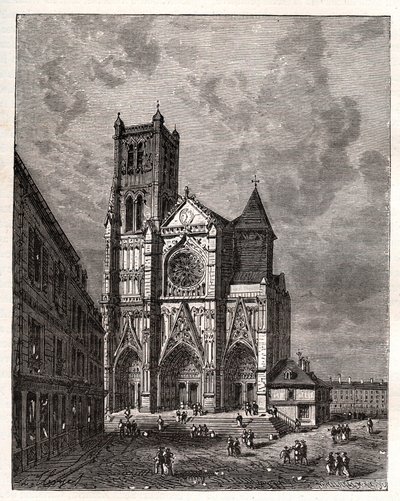 Cathedrale Saint-Etienne de Meaux - Seine-et-Marne - rytina v „La France illustrée: geografie, historie, statistická správa“ od V.A. Malt-Brown. 1884 od French School