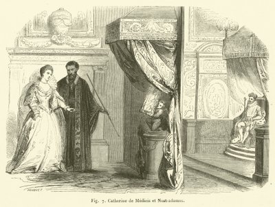 Catherine de Medici a Nostradamus (rytina) od French School