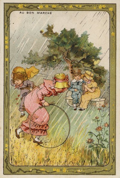 Uloveno v dešti (chromolitho) od French School