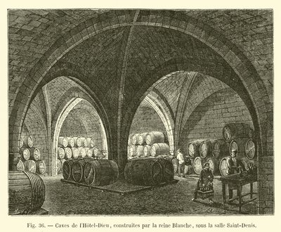 Sklepy hotelu-Dieu, postavené královnou Blanche, pod pokojem Saint-Denis od French School