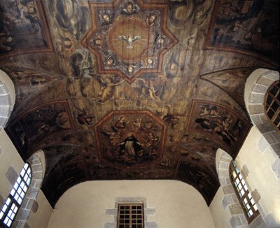 Strop bývalého dominikánského kláštera (nemocnice) (1664). malířství 17. století. Dinan, Cotes d