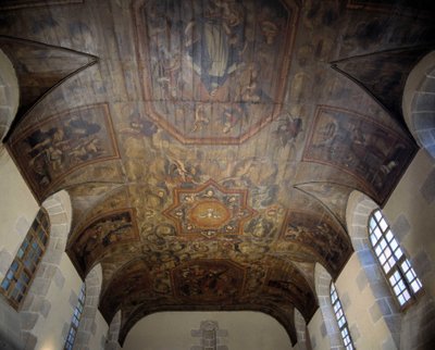Strop bývalého dominikánského kláštera (nemocnice) (1664). malířství 17. století. Dinan, Cotes d