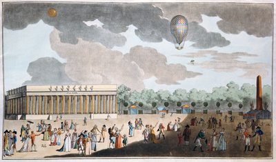 Oslava Dne Bastily, 14. července na Champs Elysees v Paříži v roce 1801 (ručně kolorovaná akvatinta) od French School