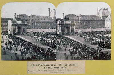 Slavnost průmyslu v Tuilerijích, Place du Carrousel, Paříž, stereoskopický pohled, 25. ledna 1863 od French School