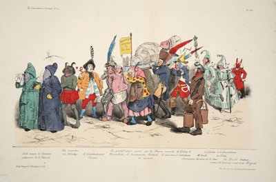 Politický popelářský obřad, z La Caricature, hospoda. 1833 (ručně kolorovaná litografie) od French School