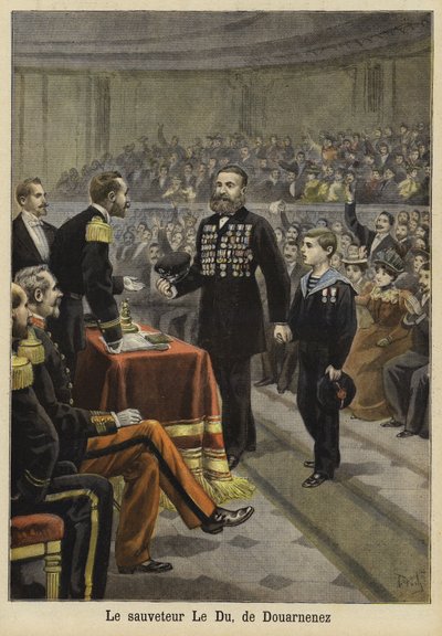 Ceremoniál k uctění památky pana Le Du, zachránce z Douarnenez, Bretaň, 1897 od French School