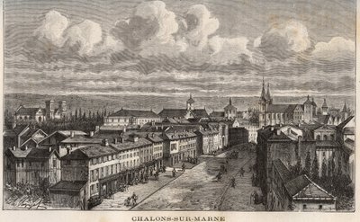 Champagne-Ardenne (Champagne Ardenne), Marne (51), Chalons sur Marne (Chalons-sur-Marne) (současné Chalons en Champagne, Chalons-en-Champagne) - rytina v „France illustrée: geografie, historie, statistická správa“ od V.A. slad-hnědá. 1884 od French School