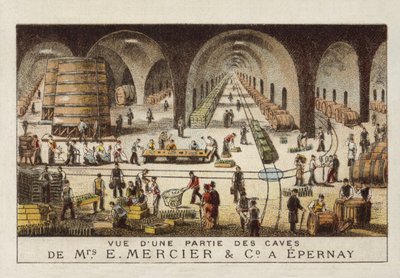 Šampaňské sklepy E Mercier & Co, Epernay, Francie od French School