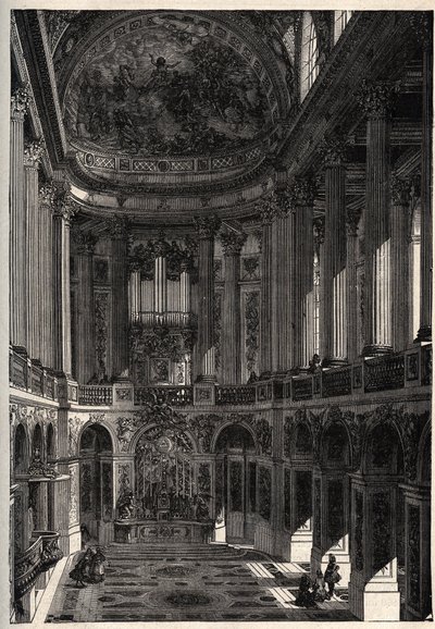 Kaple paláce ve Versailles - kaple zámku ve Versailles - rytina „“ PATRIE“ - POPIS PECTURERIQUE DE LA FRANCE EN 6 SVAZKŮ LUCIEN HUARD - konec 19. stol. od French School