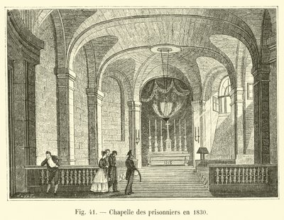 Vězeňská kaple v roce 1830 od French School