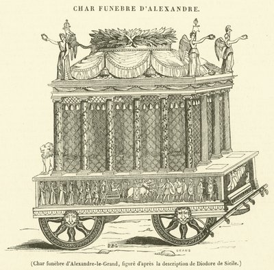 Pohřební vůz Alexandra Velikého (rytina) od French School