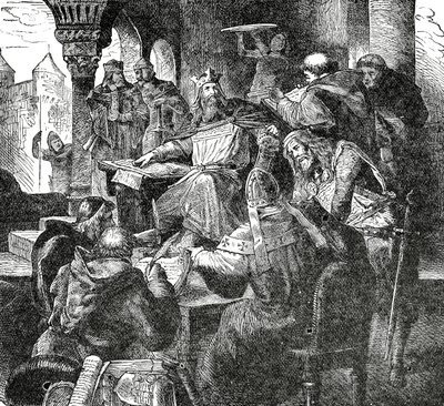 Karel Veliký se žáky a učiteli jeho palácové školy v Cáchách, kolem roku 1890 od French School