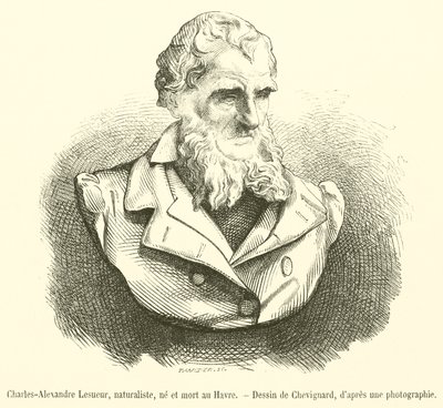 Charles-Alexandre Lesueur, přírodovědec, narozen a zemřel v Le Havre (rytina) od French School