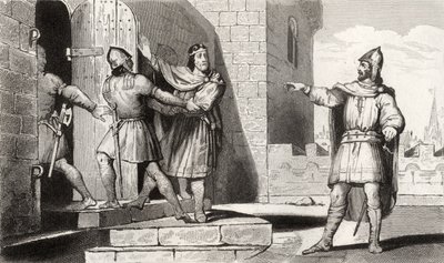 Karel III. (879-929), prostý zajatý jedním ze svých vojáků, z „Histoire de France“ od Colarta, vydané kolem roku 1840 od French School