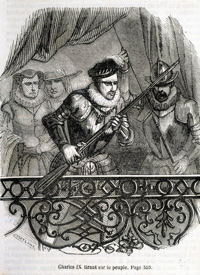 Karel IX. přitahující lidi - v „Histoire de France“ od L.-P. Anquetil od French School
