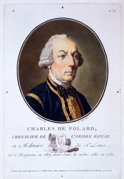 Charles de Folard, z Portrétů velkých mužů, slavných žen a nezapomenutelných témat Francie, vydaný 1787-92 od French School