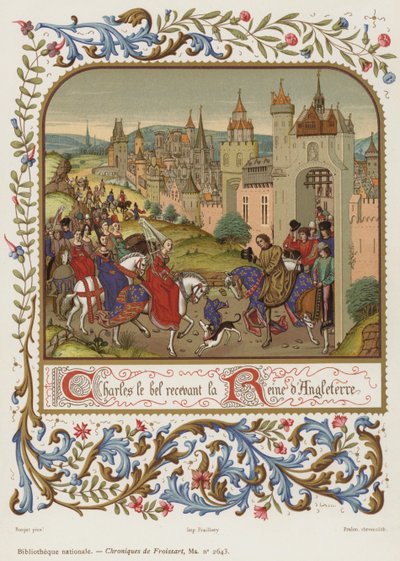 Charles le Bel recevant la Reine d"Angleterre od French School