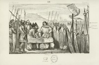 Charles Tlustý zaplatí Vikingům 700 kousků stříbra, aby opustili své obléhání Paříže, 886 od French School