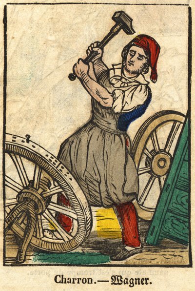 Charron (který vyrábí vozíky); Série o živnostech, obraz Epinal z 19. století. od French School
