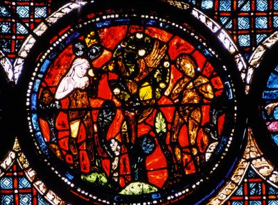 Katedrála v Chartres, Vitráž s kruhovým obrazem Dobrého Samaritána Vitráž (vitráž) od French School