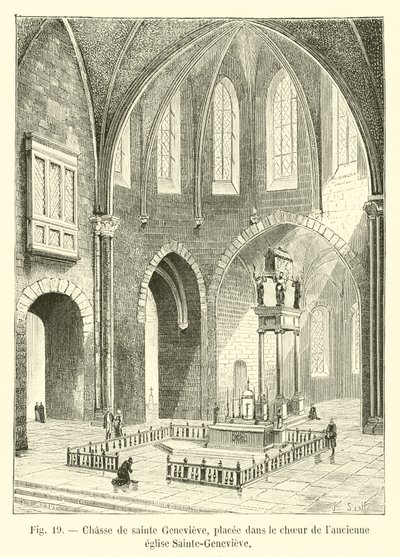 Chase of Saint Genevieve, umístěný na kůru starého kostela Sainte-Genevieve od French School