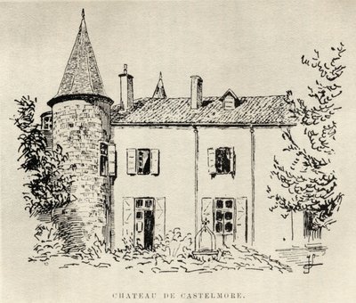 Chateau de Castelmore, z Memoires de Charles de Batz-Castelmore Comte dArtagnan, zveřejněné 1928 od French School