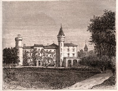Chateau de Lamartine - 71520 Saint Point - rytina v „La France illustree: geografie, historie, statistická správa“ od V.A. Sladově hnědá. 1884 od French School